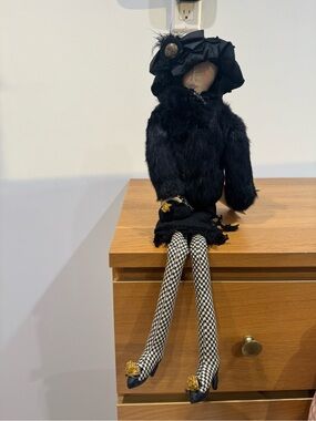 Carmen Manago
Collectible Art Cloth Doll
- Black Fur Coat, Lace & Checkered Stoc